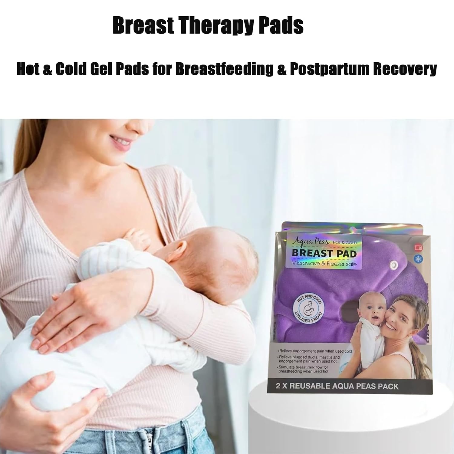 image:imagePandaEar 2 Pack Breast Therapy Pads Hot amp Cold Gel Packs for Nursing