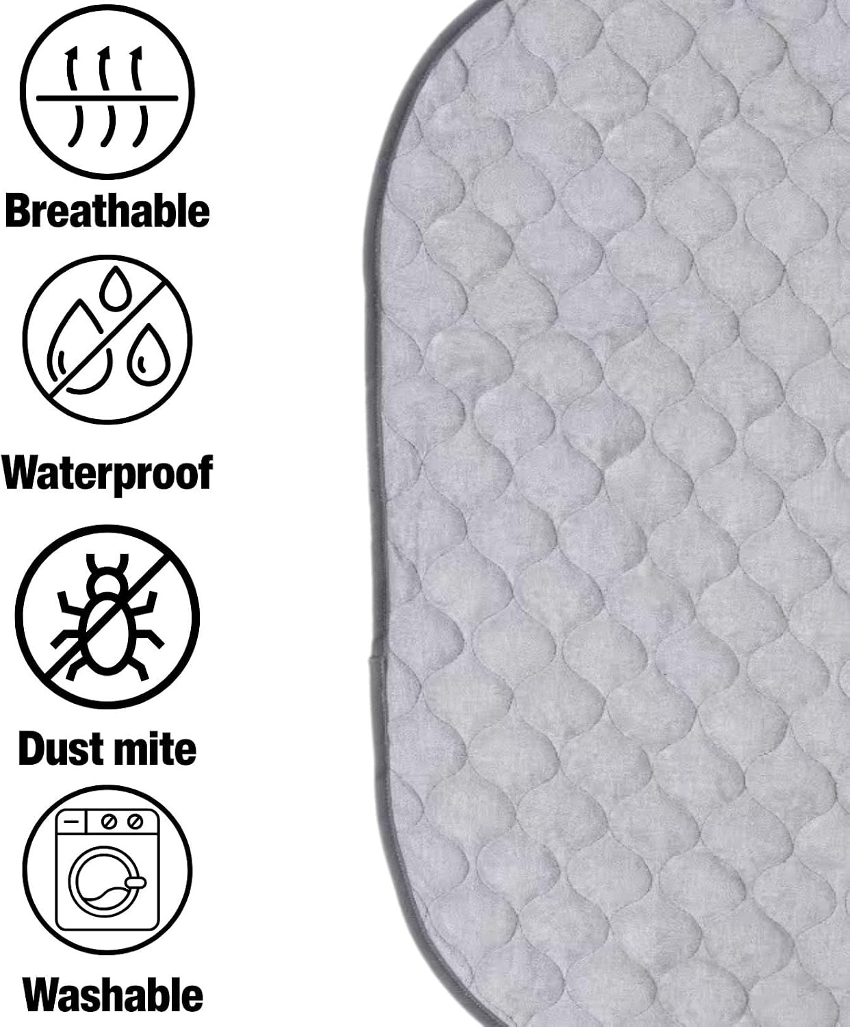image:imagePandaEar 3 Pack Waterproof Changing Pad Liners Quilted Absorbent Bassinet Liners Ultra Soft Reusable Portable Changing Table Pad Protection Machine Washable Grey 14 x 26