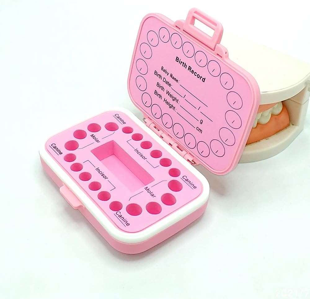 image:imagePandaEar Baby Teeth Keepsake Box Tooth Fairy Storage Holder for Kids Tooth Saver Organizer Container with Birth Record Chart for Lost Teeth Collection Pink