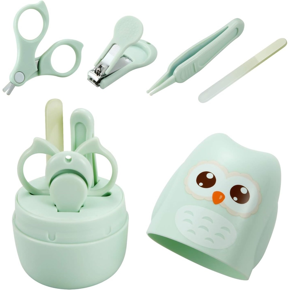 image:imagePandaEar Baby Nail Manicure Pedicure Grooming Care Kit 4 Pack Clippers Scissors File Tweezers Newborn Infant Toddler Kids1 Months Plus GreenGreen