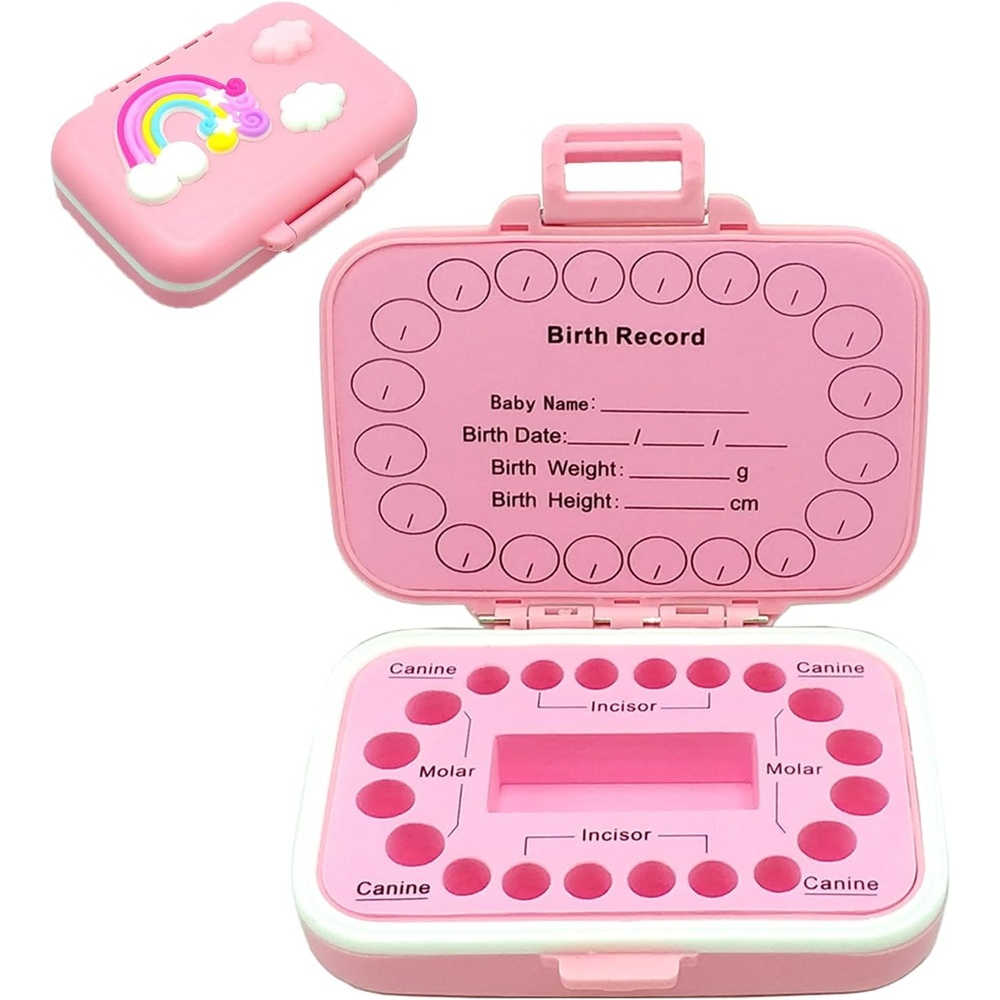 image:imagePandaEar Baby Teeth Keepsake Box Tooth Fairy Storage Holder for Kids Tooth Saver Organizer Container with Birth Record Chart for Lost Teeth Collection Pink