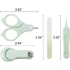 PandaEar Baby Nail Manicure Pedicure Grooming Care Kit (4 Pack)| Clippers Scissors File Tweezers | Newborn Infant Toddler Kids|1 Months Plus (Green)(Green)