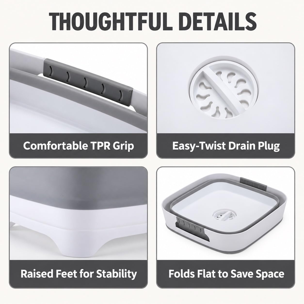 image:imagePandaEar Collapsible Baby Bottles Wash Basin 29 US GallonsGrey