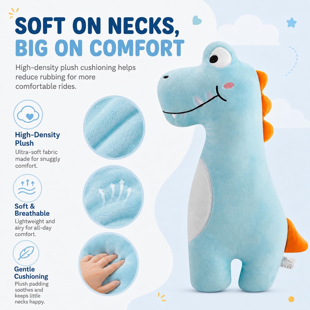 image:imagePandaEar Dinosaur Seatbelt Cover Pillow for Kids Plush Car Seat Belt Pad