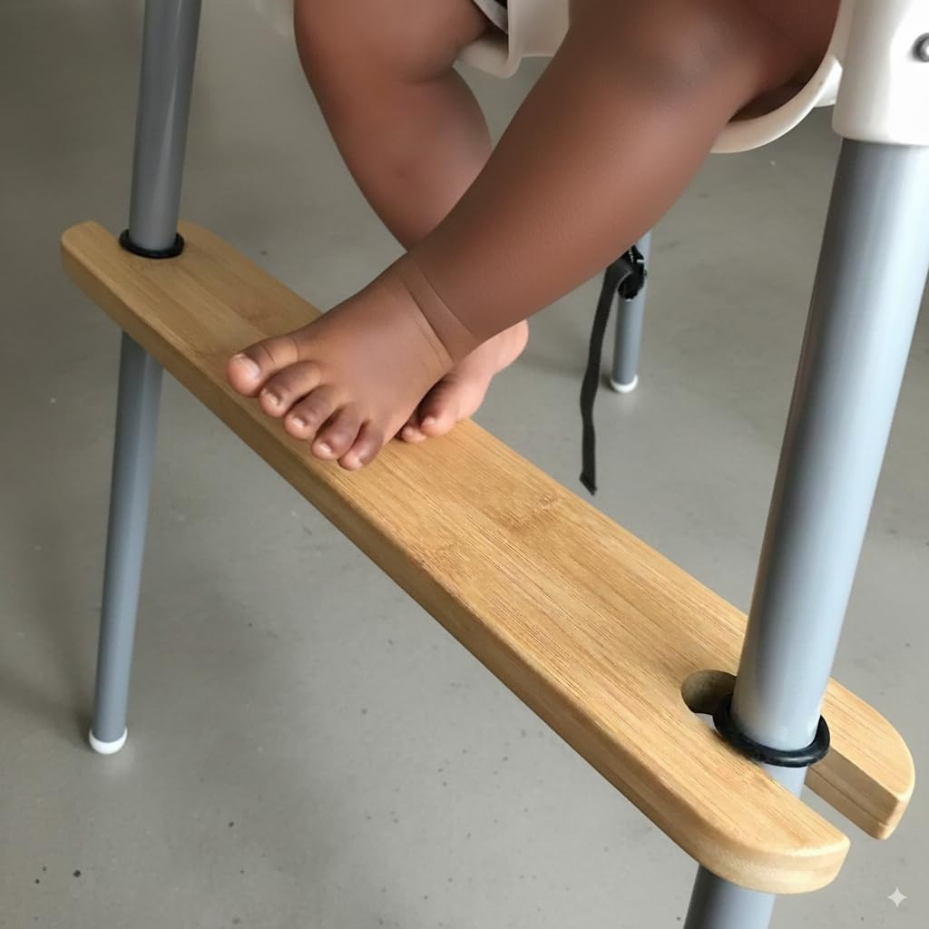 image:imagePandaEar High Chair Footrest for IKEA Antilop Bamboo Adjustable Footrest